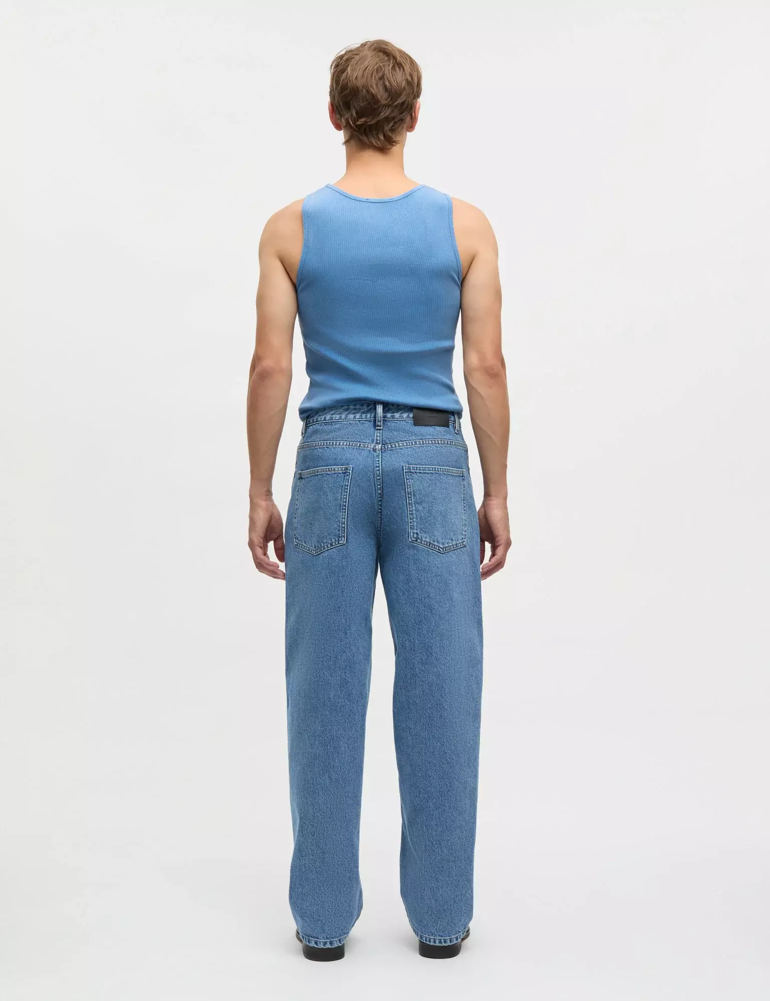 Mads Nørgaard Bright Cobalt Rib Cotton Bruce Tanktop Unterhemd Herren blau